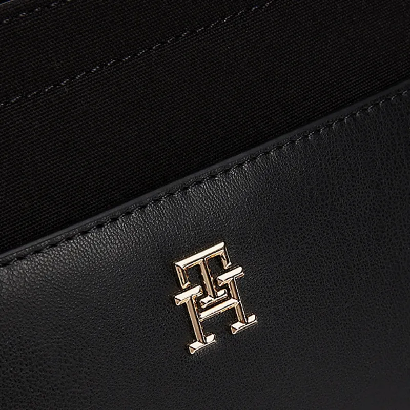 Tommy Hilfiger PU Polyurethane Tote Bag, Shopping Bag, Shoulder Bag, Crossbody Bag, Handbag Trumpets Women's Black-4