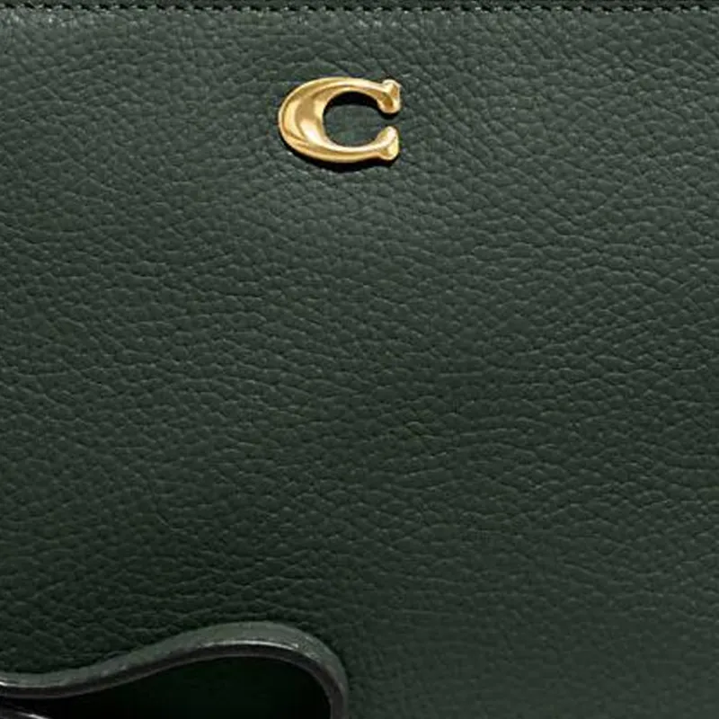 COACH Wristlet Leather Clutch Wrist Bag Small Size Women's Amazon Green-3