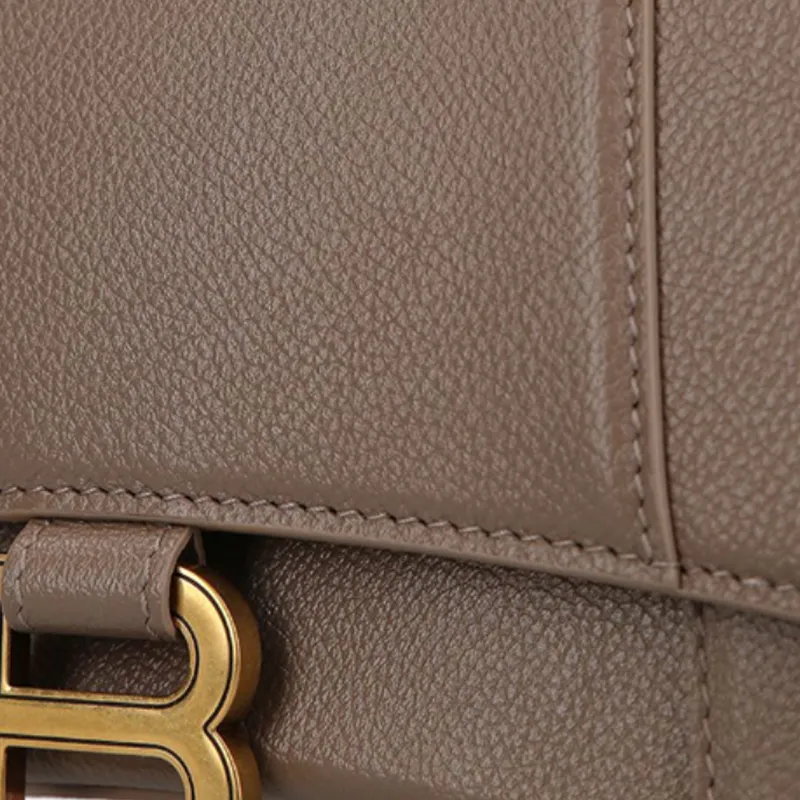 Balenciaga Hourglass Grained Calfskin Hourglass Bag Small Size Women's Milk Tea Beige-3