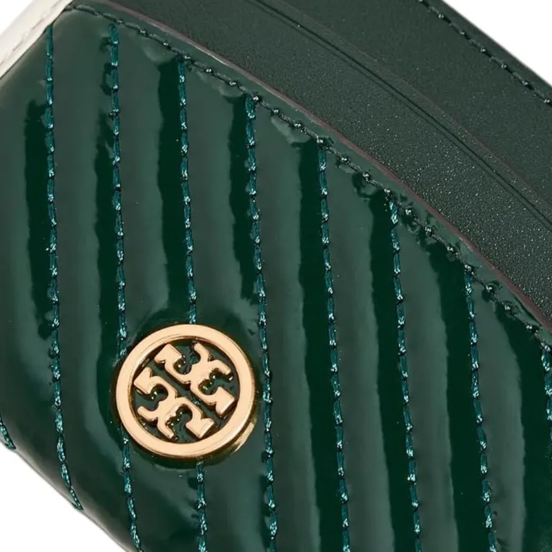 TORY BURCH Robinson Patent Leather Card Holder Regular Women's Pine Green-3