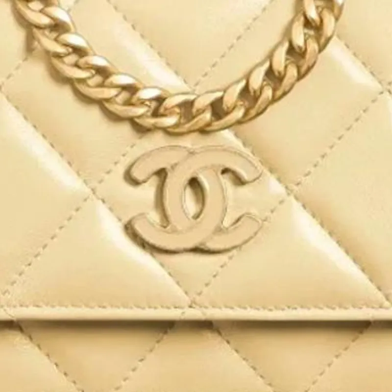 CHANEL WOC Lambskin Shoulder Bag, Crossbody Bag, Clutch Women's Chick Yellow/Yellow-3