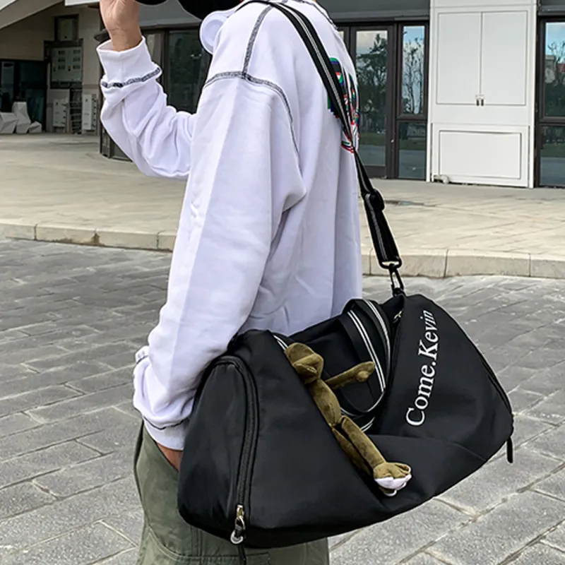 BGAY Nylon Travel Bag Unisex Black/Pink/Blue-4