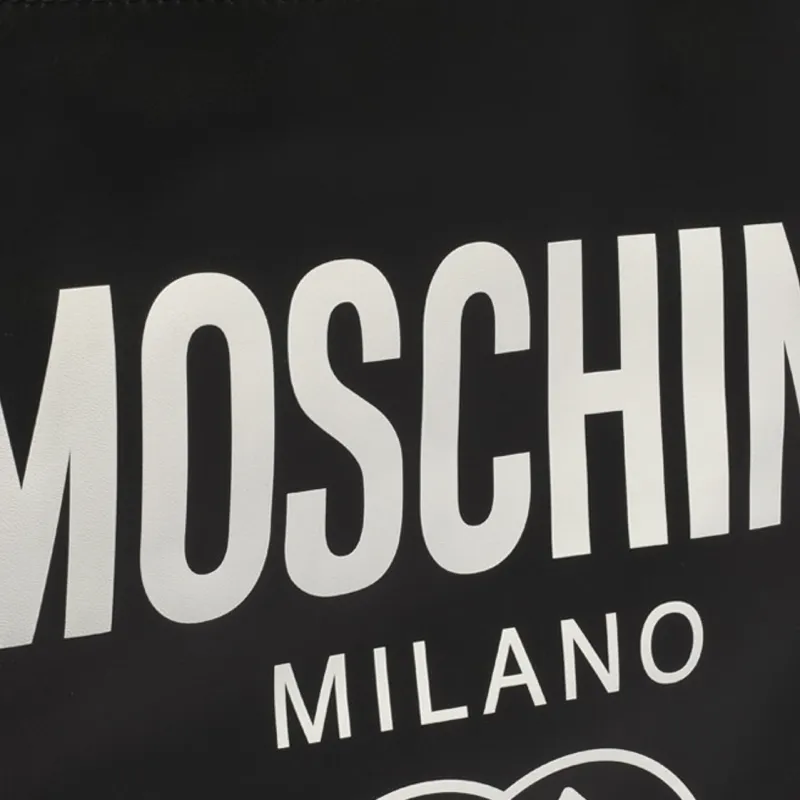 MOSCHINO SMILEY Collaboration Sheepskin Tote Bag Shopping Bag Shoulder Bag Handbag Men's Black-4