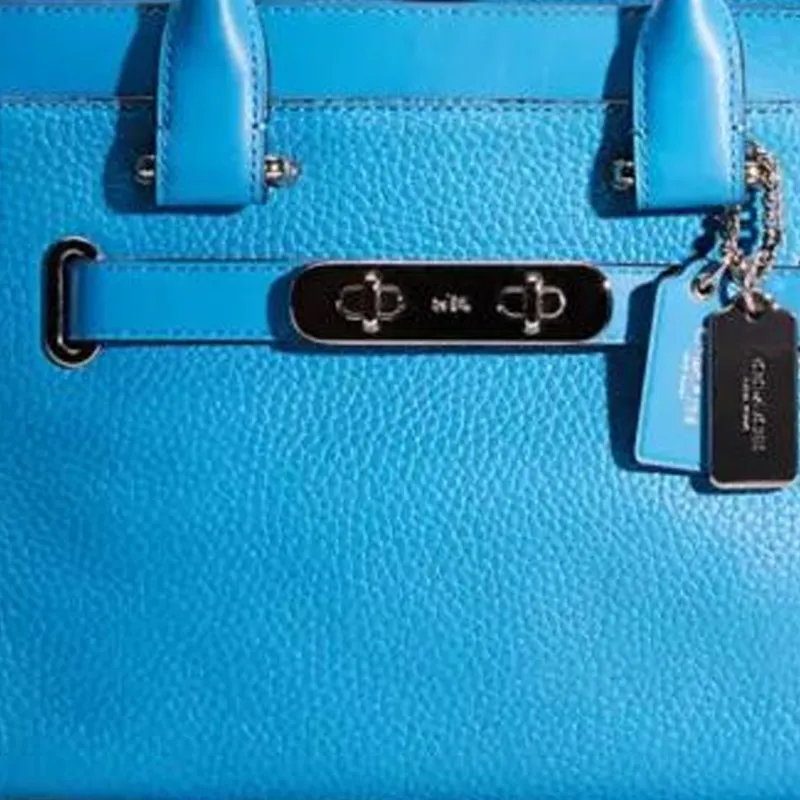COACH Swagger Pebbled Leather Handbag Shoulder Bag Crossbody Bag Large Size Women's Lapis Lazuli Color-3