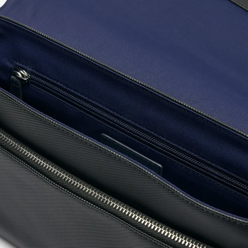 LACOSTE PU Polyurethane Messenger Bag Crossbody Bag Shoulder Bag Men's Black-3