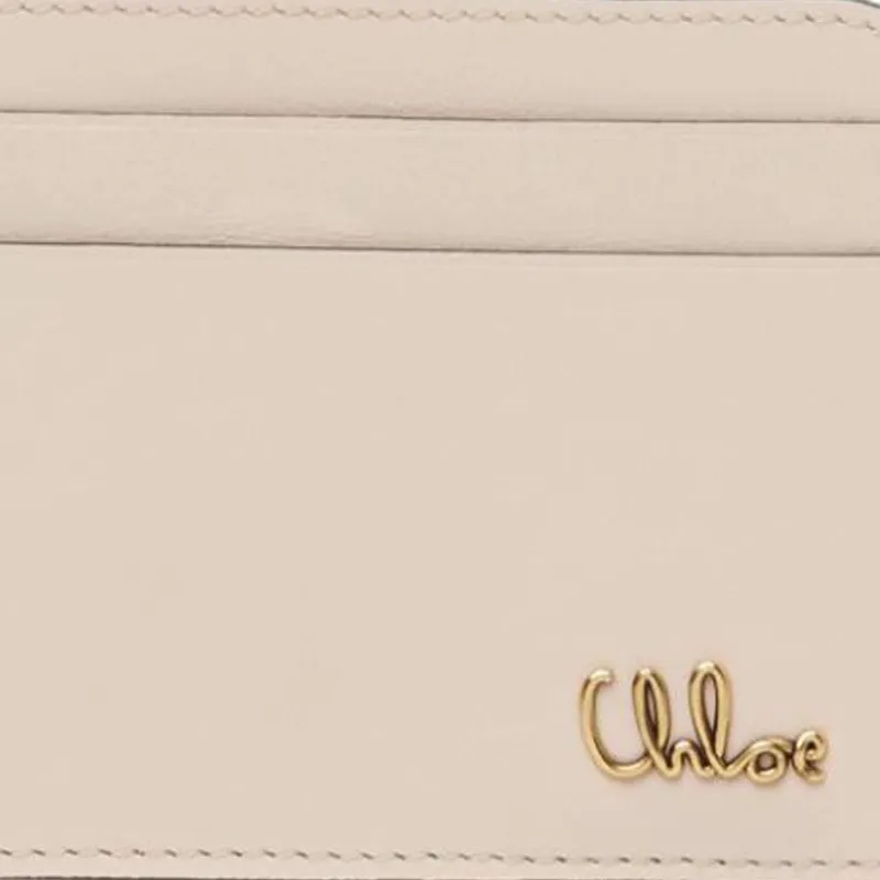 Chloe Calfskin Card Holder Women's Cement Pink-4
