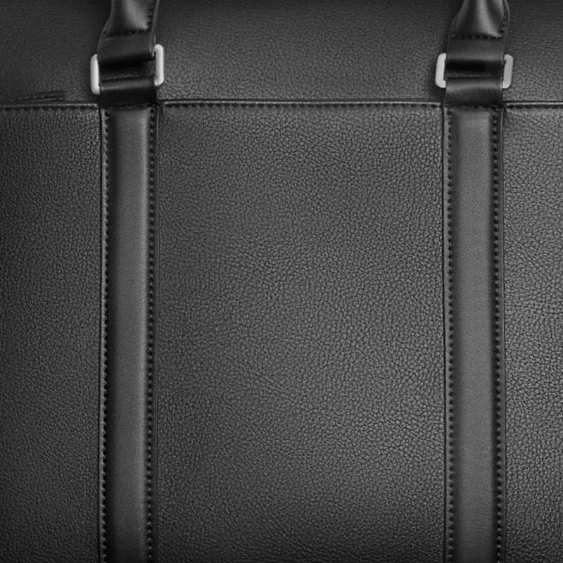 ZARA PU Polyurethane One Shoulder Crossbody Portable Briefcase Men's Black-4