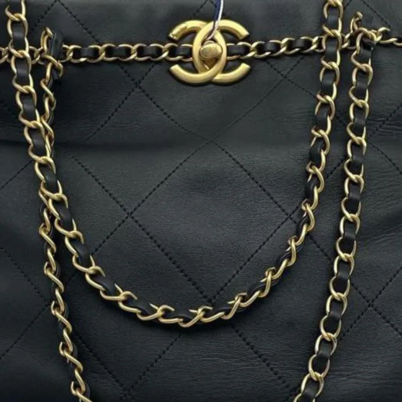 CHANEL 22c Early Spring Cow Leather Tote Bag, Shopping Bag, Shoulder Bag, Crossbody Bag, Handbag Women's Black-4