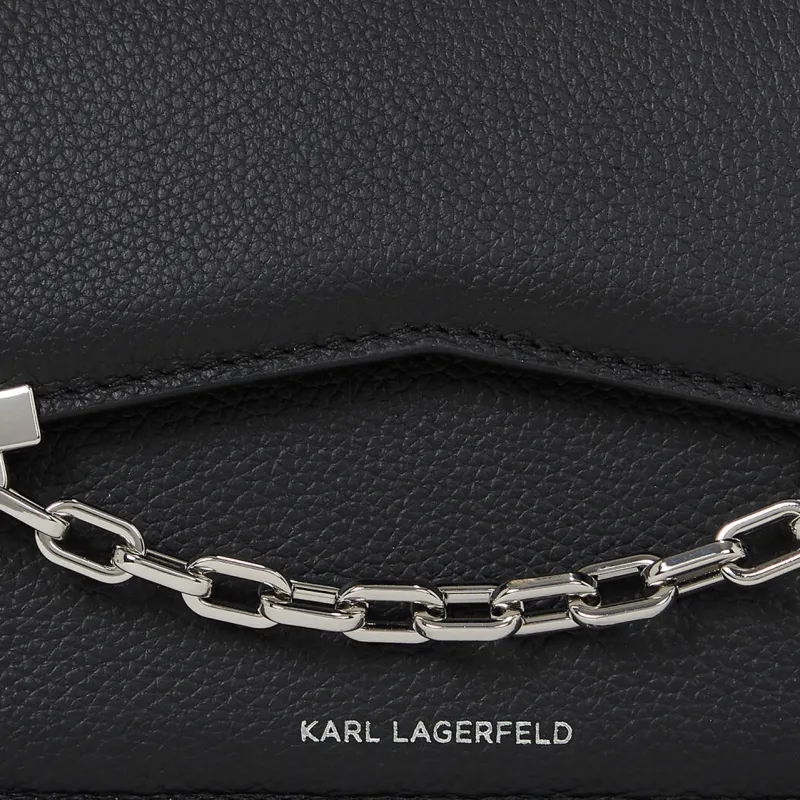 KARL LAGERFELD Cow Leather Shoulder Bag, Crossbody Bag Women's Black-4