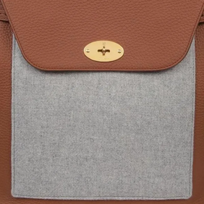 Mulberry Eleventy Chiltern Collaboration Flannel Backpack Women's Chestnut With Gray Accents-4