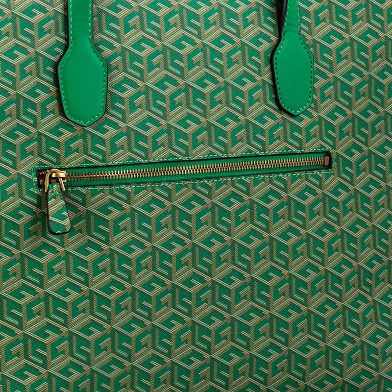 GUESS Leather Tote Bag Shopping Bag Handbag Medium Size Women's Forest Green-3