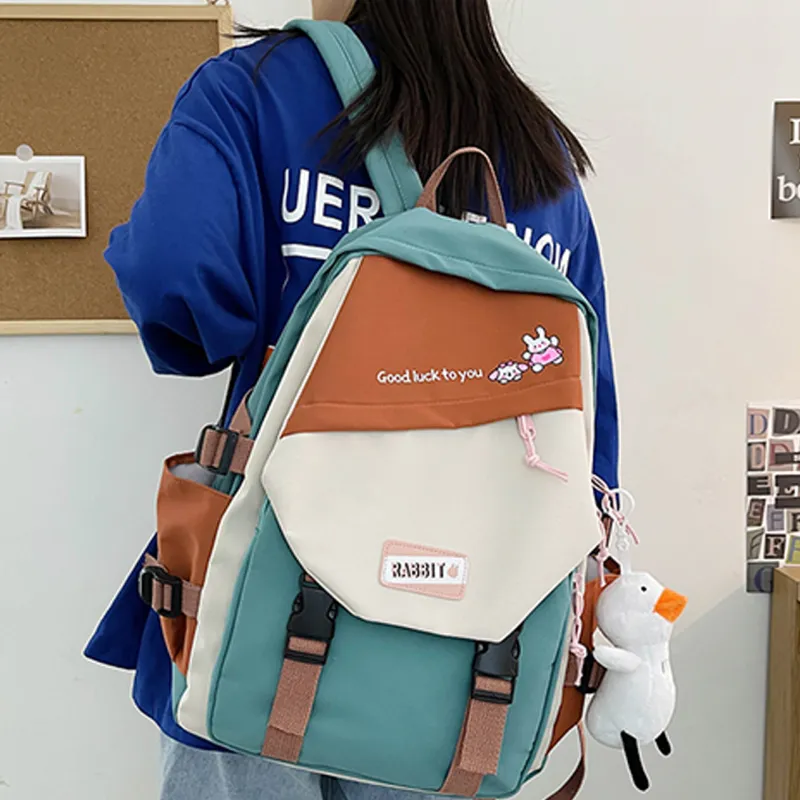 H YXIANG Nylon Backpack Unisex Multicolor-2