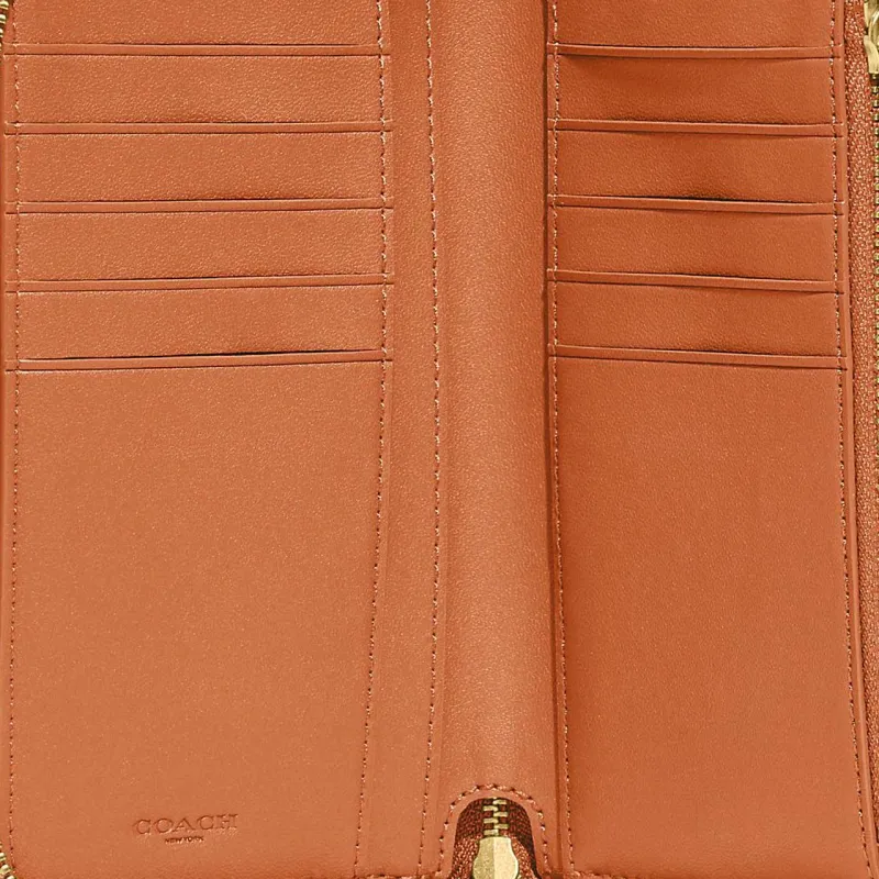 COACH Zip Around Calfskin Clutches Wallets Medium Size Women's Orange-2