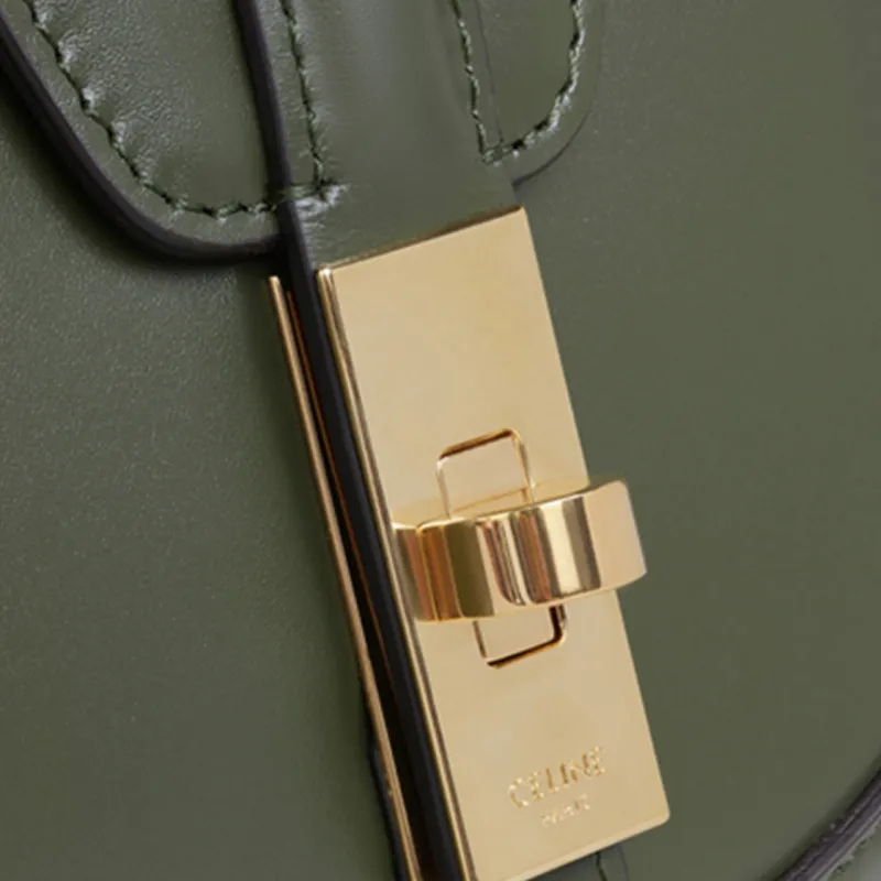 CELINE Besace16 Calfskin Shoulder Bag Crossbody Bag Small Size Women's Army Green-4