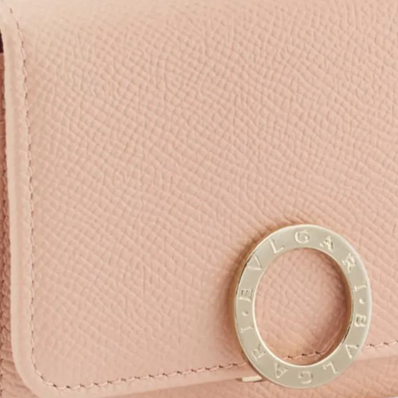 BVLGARI Calfskin Card Holder Women's Pink-4