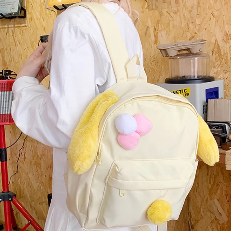 SEVENMOONS Nylon Fabric Backpack Regular Women's Yellow-4