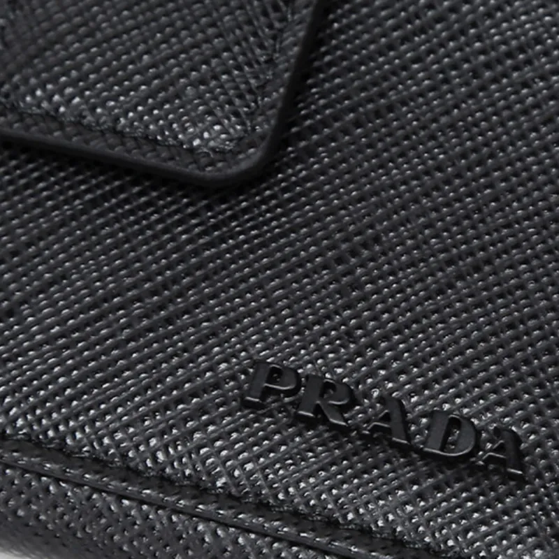 PRADA Cow Leather Wallet, Card Holder Men's Black-5
