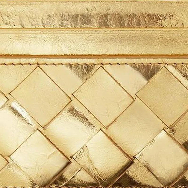 Bottega Veneta Calfskin Card Holder Regular Women's Gold-4