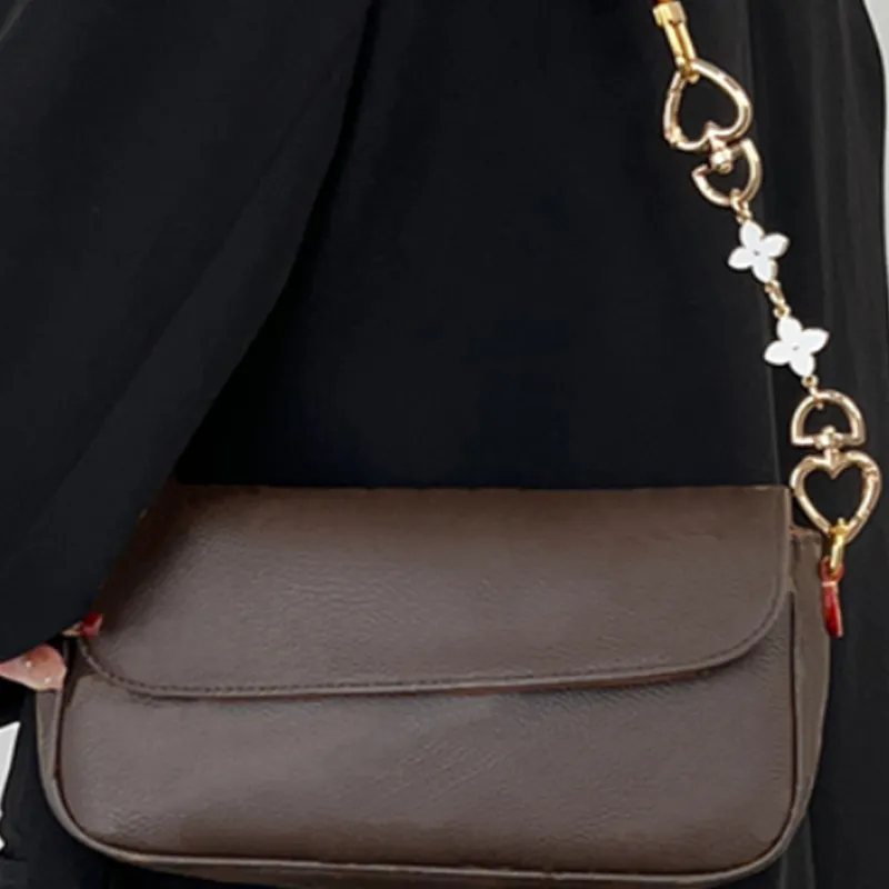 Ingenuity Handmade Metal Decoration Bag Strap Women's White/Brown-3