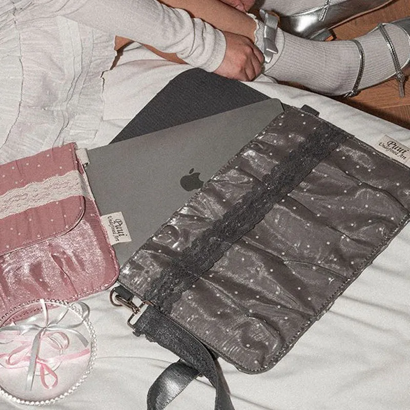 Puui Lace Laptop Bag Tubas Women's Pink, Gray-3
