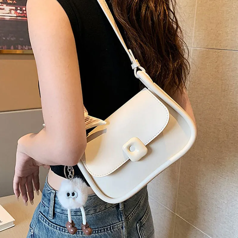 Duoluplo Doron Paul PU Shoulder Bag Regular Women's Black With Charm/Khaki With Charm/White With Charm-8