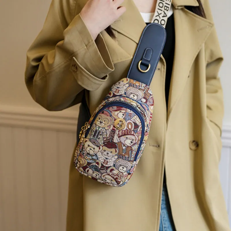 North Pack Fabric Crossbody Bag, Sling Bag Regular Women's Pink/Brown/Navy Blue-8