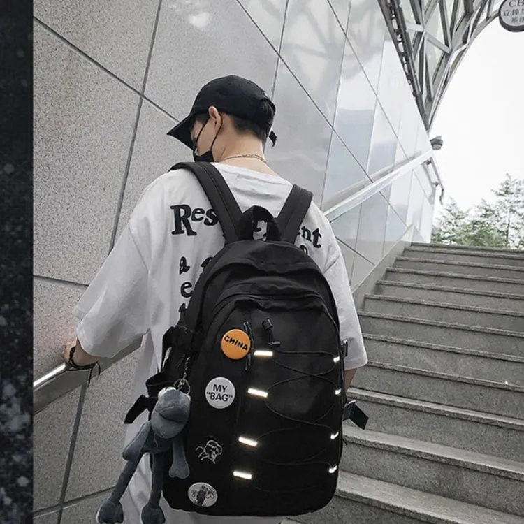 GEERDUN Nylon Backpack Unisex Yellow/Burgundy/Black/Ecru-4