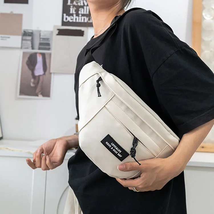 KAKAXI Polyester Crossbody Bags Fanny Pack Unisex Black/White-6