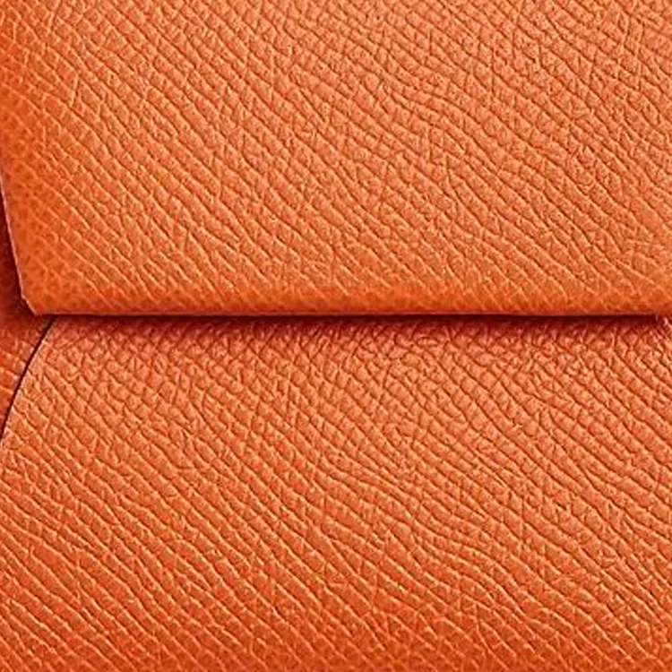 HERMES Bastia Epsom Calfskin Coin Purses Wallets Regular Women's Orange With Lime Accents-2