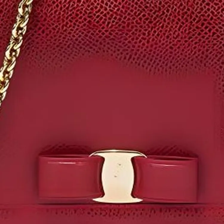 FERRAGAMO Vara Cow Leather Bowknot Bag, Chain Bag, Crossbody Bag, Shoulder Bag Women's Red-3