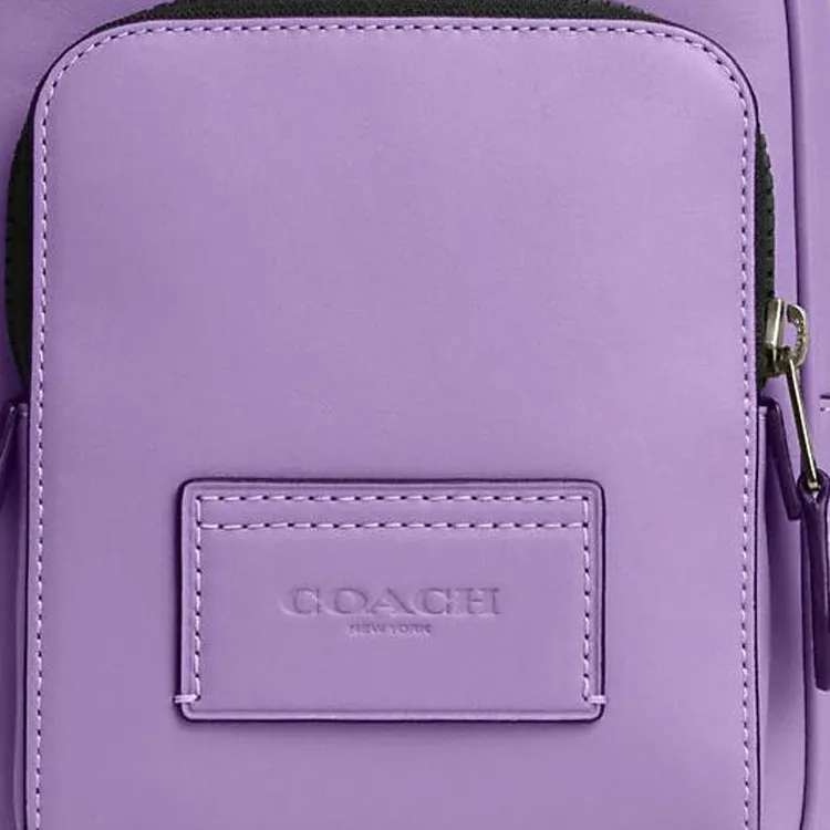 COACH Track Calfskin Fanny Pack, Shoulder Bag, Sling Bag Mini Unisex Purple-3