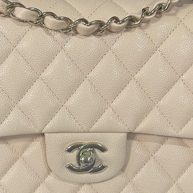CHANEL Classic Flap CF Calfskin Flap Bag, Crossbody Bag, Shoulder Bag Women's Beige-2