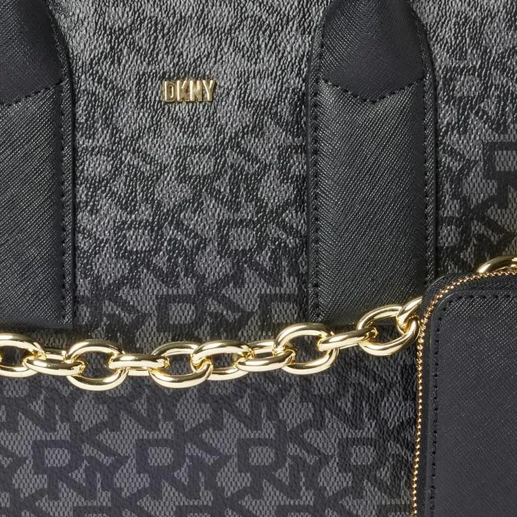 DKNY Cow Leather Tote Bag Shopping Bag Shoulder Bag Crossbody Bag Handbag Regular Women's Black-4
