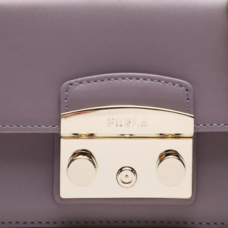 Furla Leather Crossbody Bag, Shoulder Bag Women's Light Purple-3