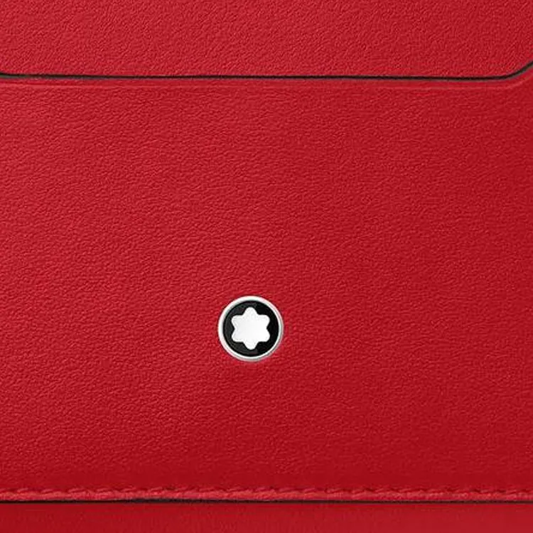 MONTBLANC Leather Card Holder Wallet Coin Purses Unisex Red-2