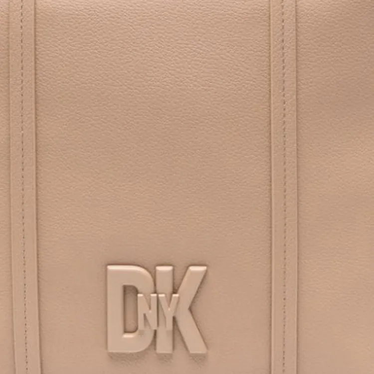 DKNY Leather Tote Bag Shopping Bag Shoulder Bag Handbag Medium Size Women's Taupe-2