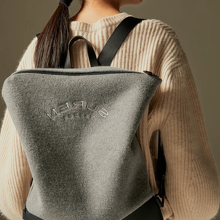 SUREN Fabric Backpack Regular Unisex Sky Gray/Warm Beige/Charcoal Black-6