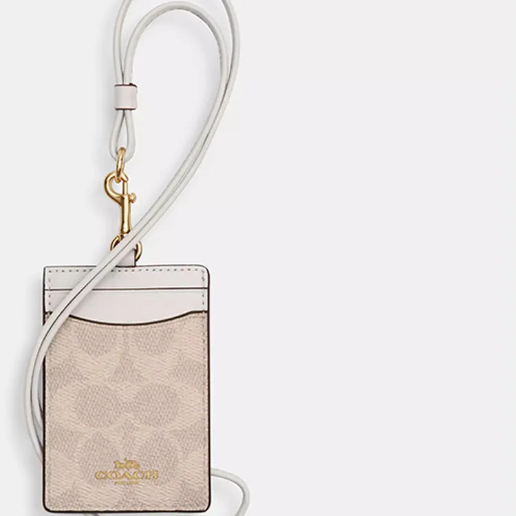 COACH PVC With Skin Card Holder Mini Women's Milk Tea & White-4