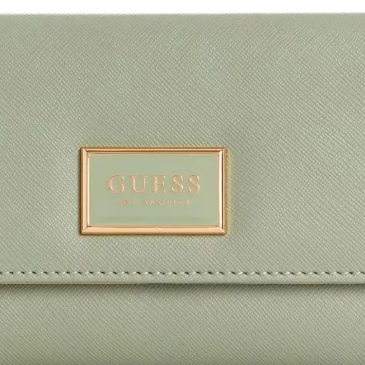 GUESS Saffiano Artificial Leather Clutch Wallet Unisex Light Green-4