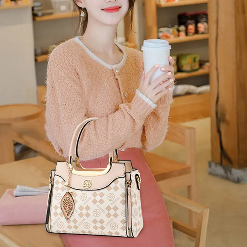 PINK·LAND PU One Shoulder Handbags Women's Brown/Coffee/Ecru-6