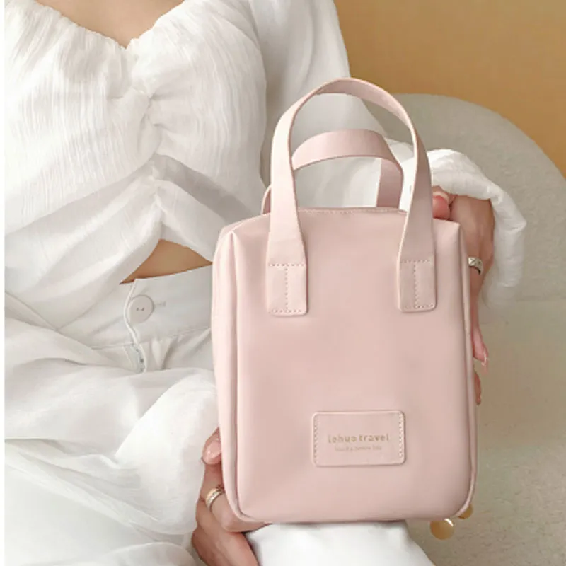 LOHAS Travel PU Makeup Bag Regular Unisex White/Pink-4
