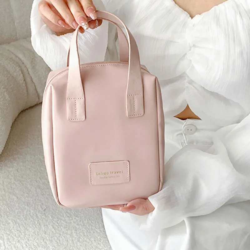 LOHAS Travel PU Makeup Bag Regular Unisex White/Pink-5