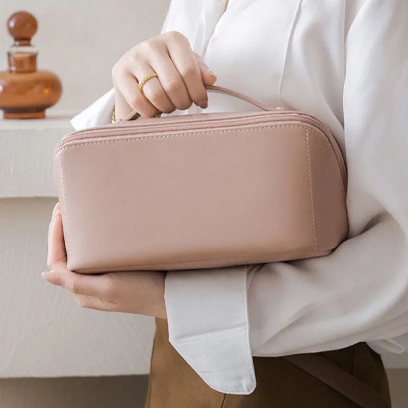 JANE KLAIN Synthetic Leather Makeup Bag Regular Unisex White/Black/Pink-6