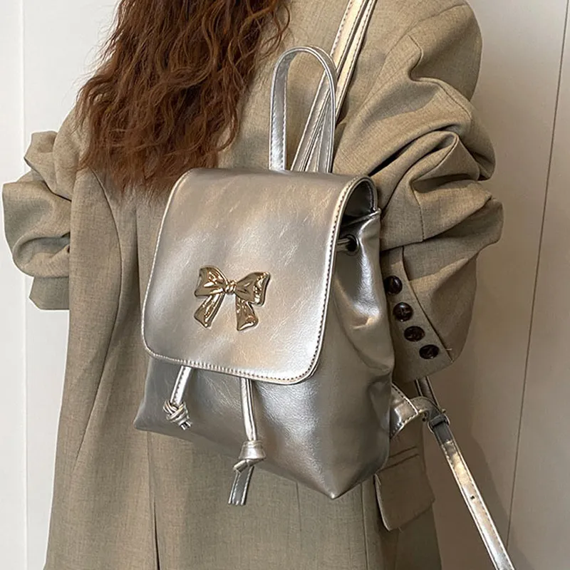Duoluplo Doron Paul PU Shoulder Bag, Bucket Bag, Backpack Regular Women's White/Black/Pink/Silver-9