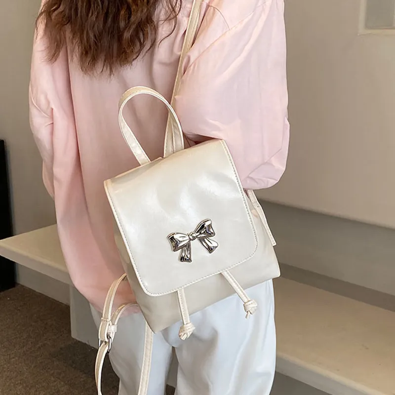 Duoluplo Doron Paul PU Shoulder Bag, Bucket Bag, Backpack Regular Women's White/Black/Pink/Silver-1