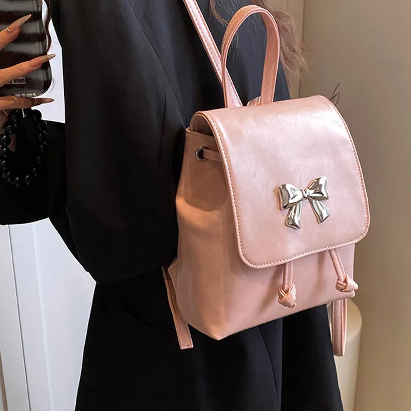 Duoluplo Doron Paul PU Shoulder Bag, Bucket Bag, Backpack Regular Women's White/Black/Pink/Silver-7