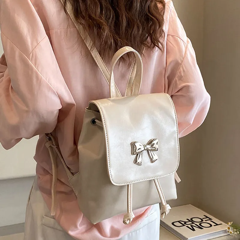 Duoluplo Doron Paul PU Shoulder Bag, Bucket Bag, Backpack Regular Women's White/Black/Pink/Silver-2