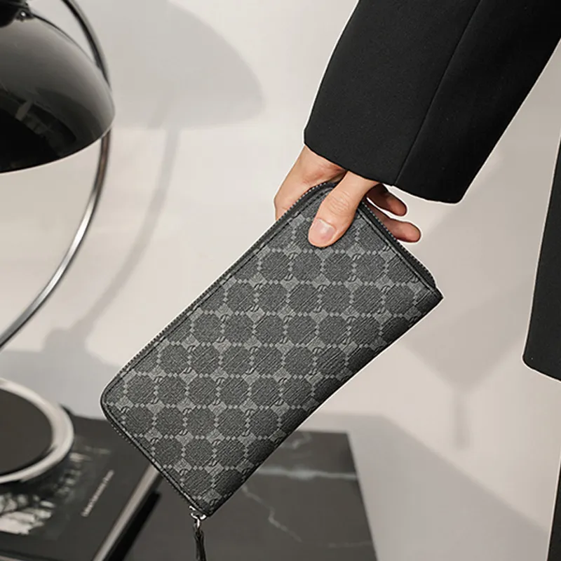 CARTELO PVC Clutch Wallet, Card Holder, Wallet Regular Men's Pattern Black/Gray/Khaki-2