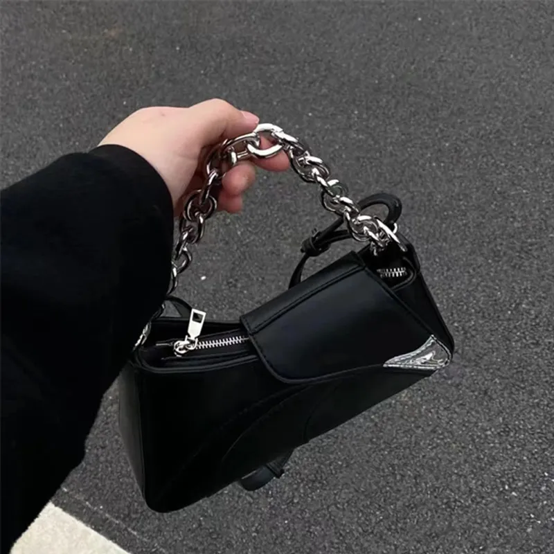 Dusen Kangaroo PU Korean Style Baguette Bag Shoulder Bag Regular Women's Black-2