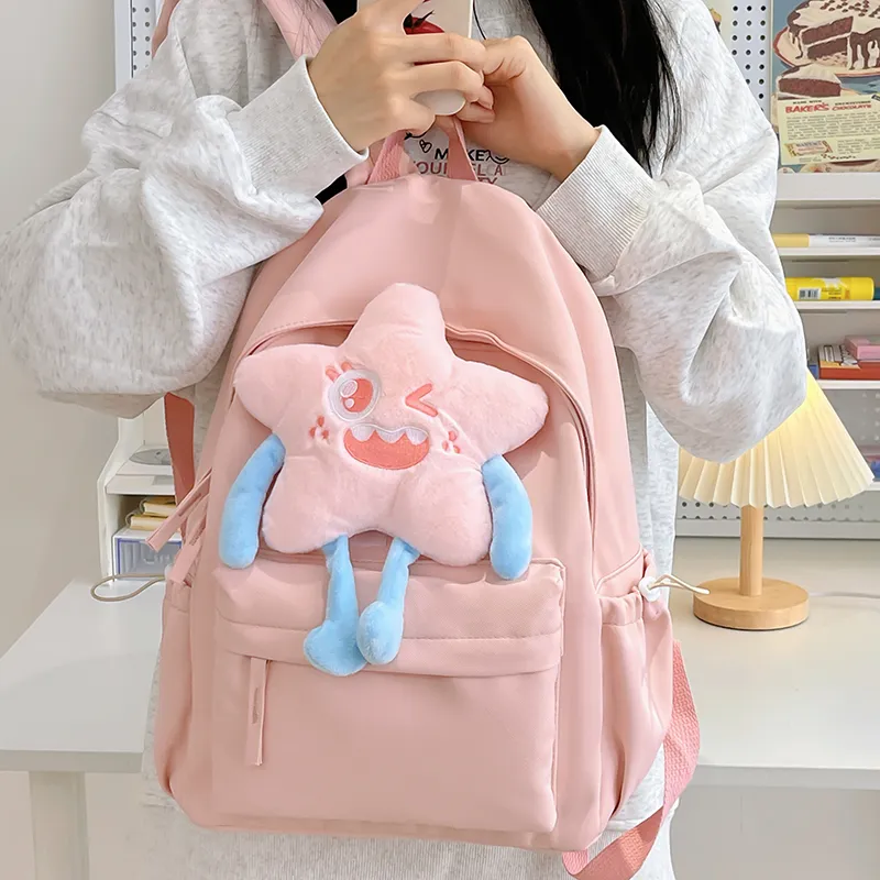 BAODIDAISHU Nylon Backpack Laptop Bag Backpack Regular Women's Black/Pink/Burgundy/Yellow-3